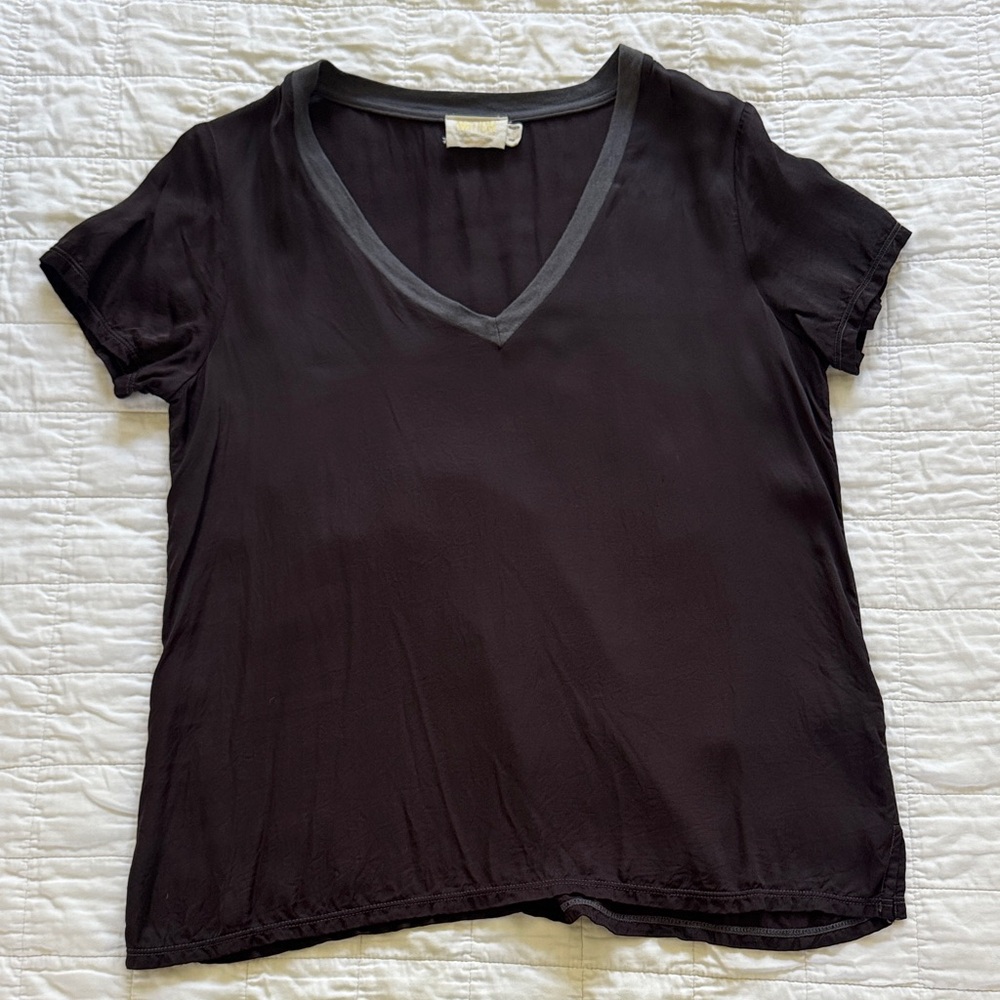Black V-Neck Women's Top